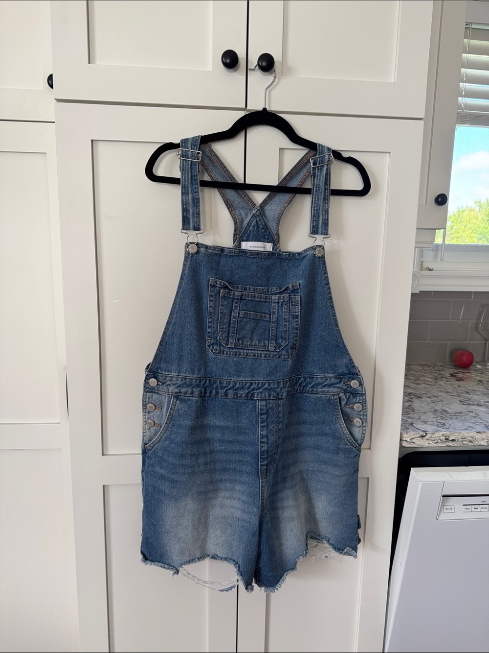Bluenotes Denim Short Overalls in Faded Blue
